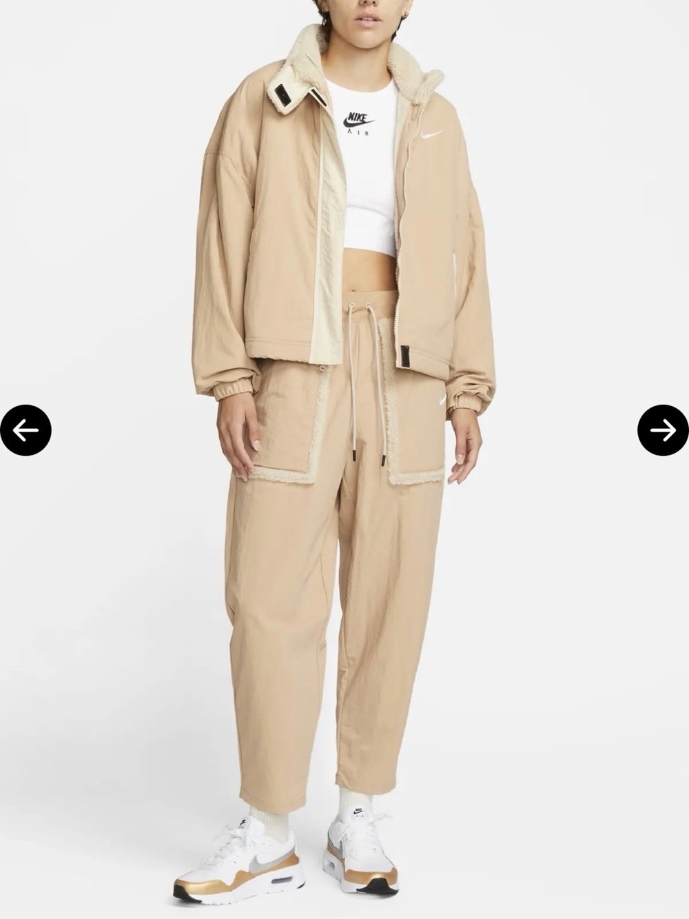 Nike Tan Sherpa-Trim Drawstring Joggers